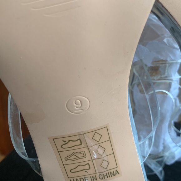 Stilettos Clear Ankle Strap Heels Crystal Embellished Women’s Size 9 - Picture 10 of 16